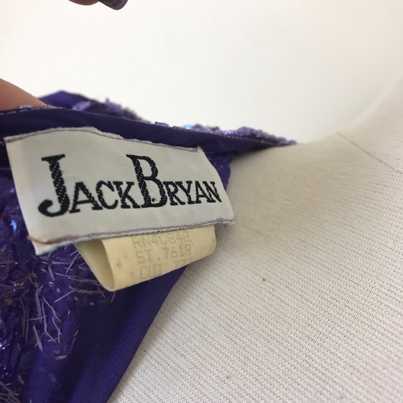 Jack Bryan Purple Beaded Silk Long Sleeve Blouse - Picture 7 of 8